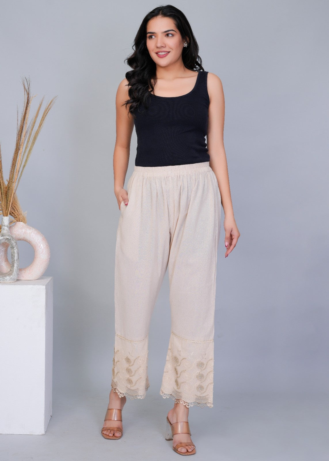 Khadi 3D Zari Work Pant