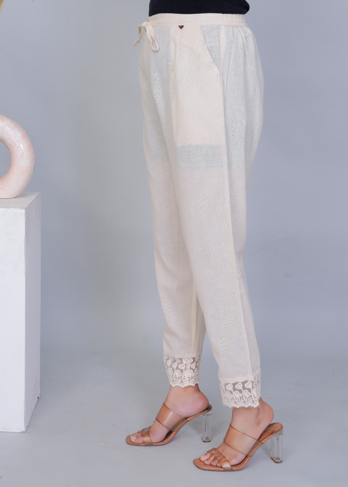 Floral Weave Khadi Crochet Pants