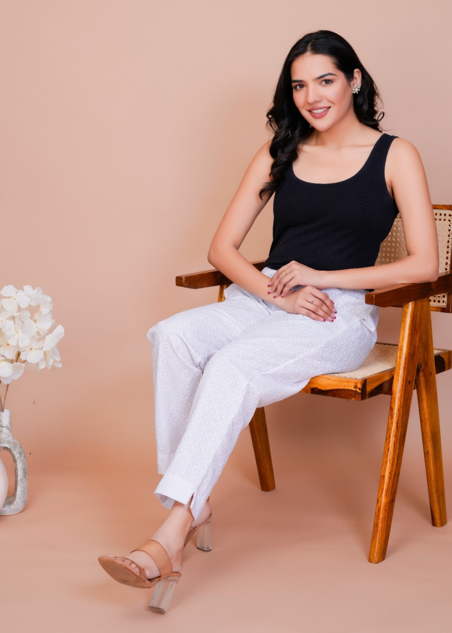White Chikan Pant