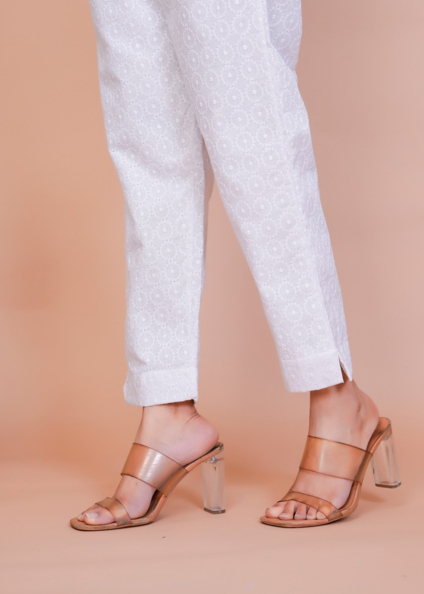 White Chikan Pant