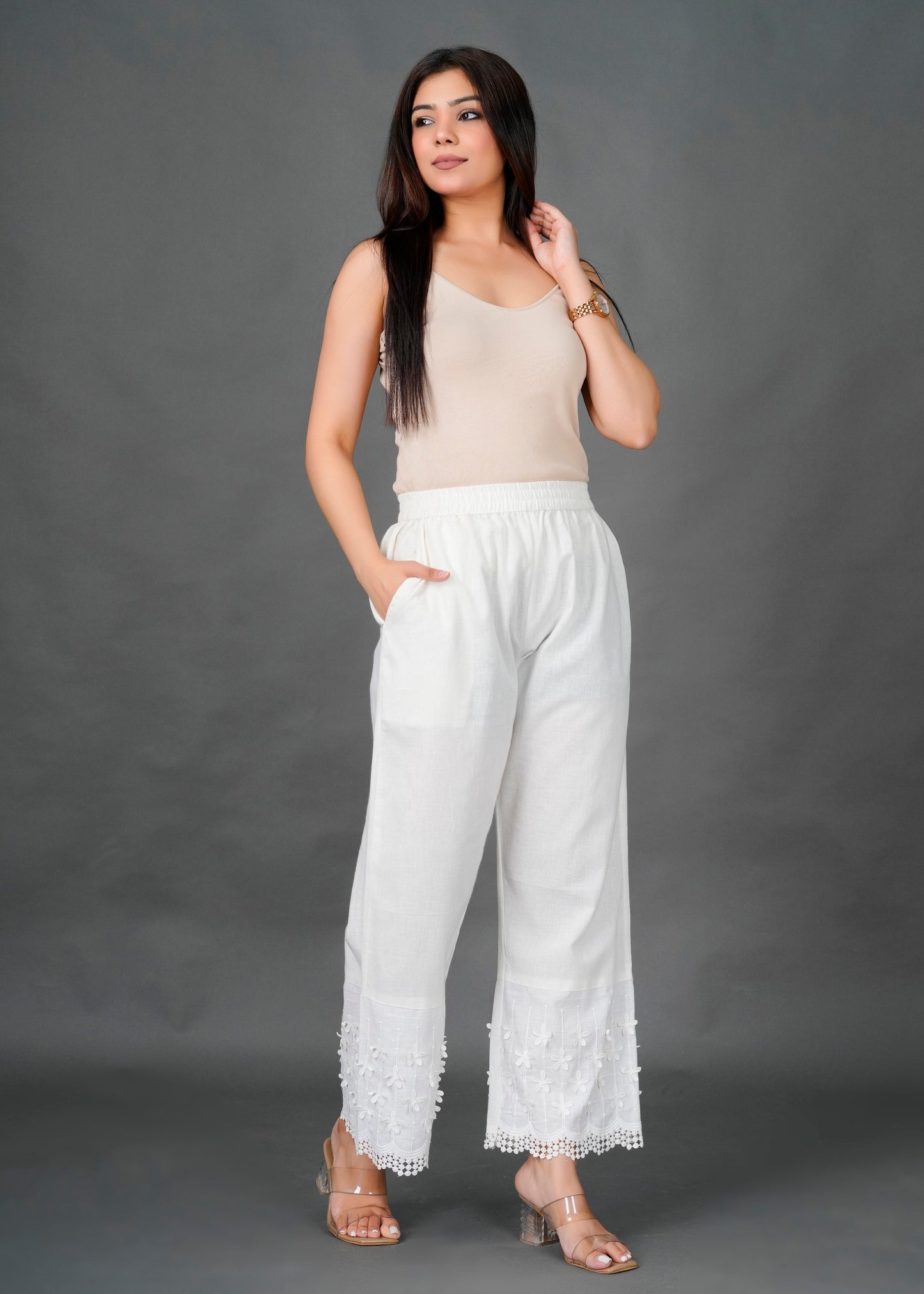 White 3D Pant