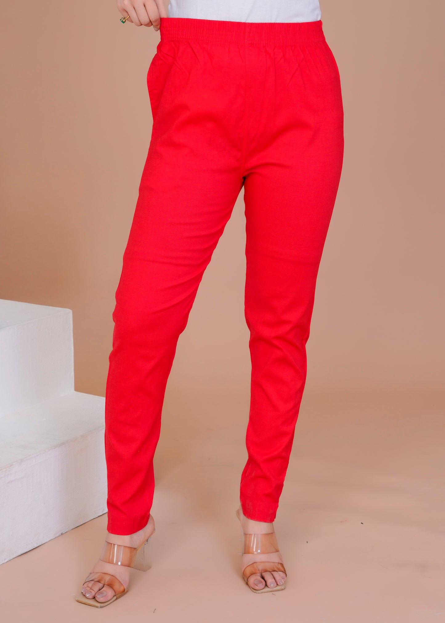 Cotton Lycra Red Pant