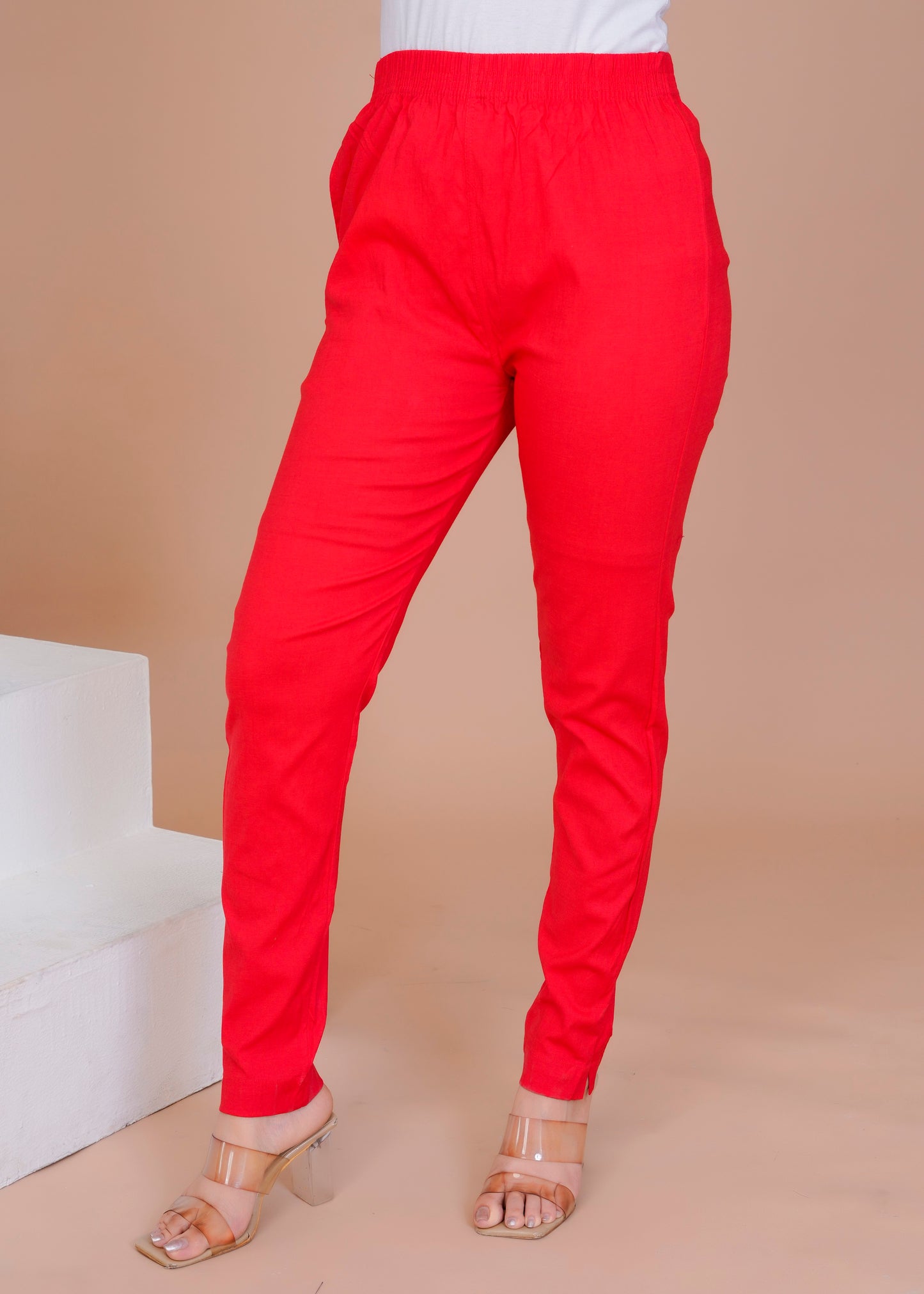 Cotton Lycra Red Pant