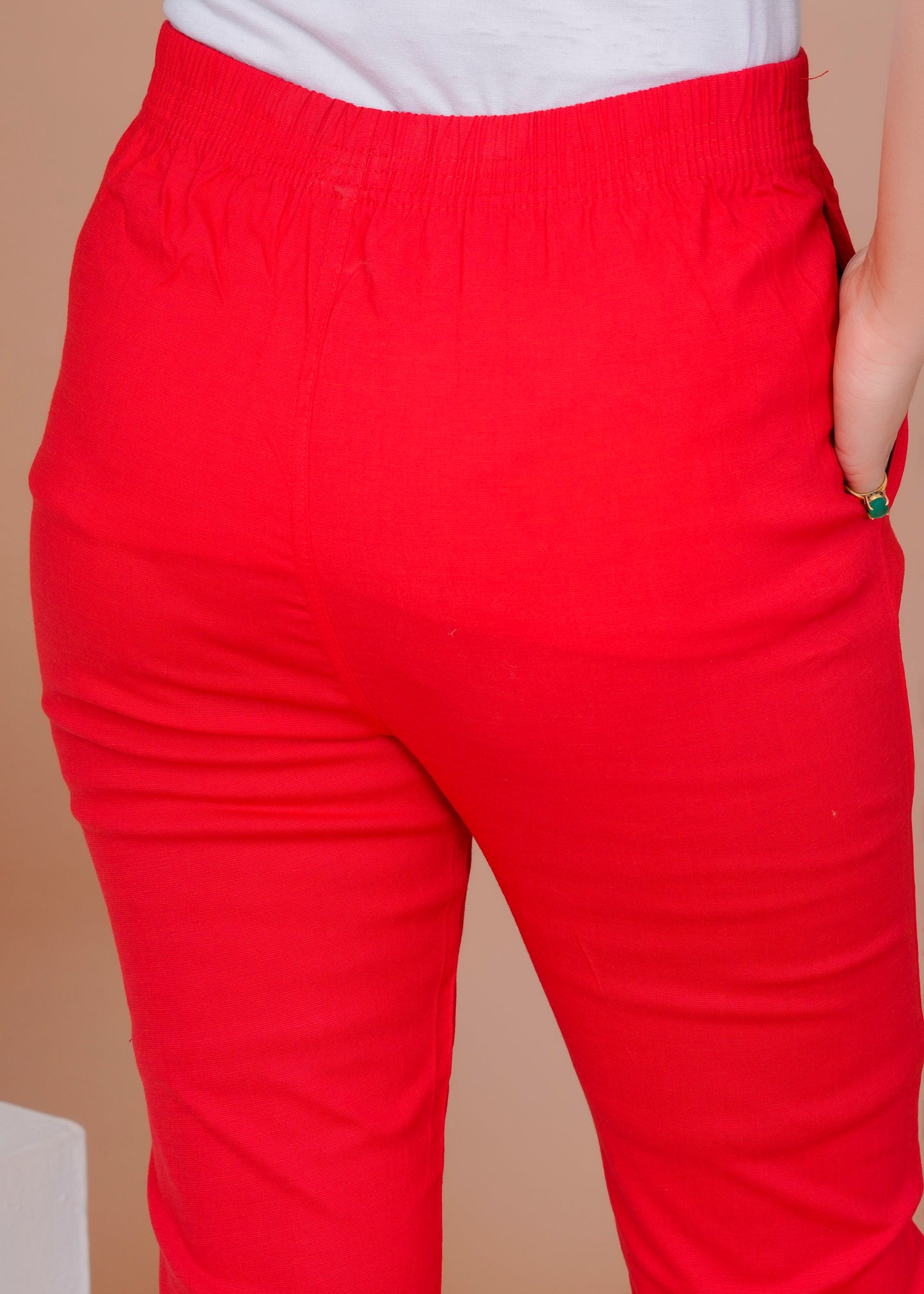 Cotton Lycra Red Pant