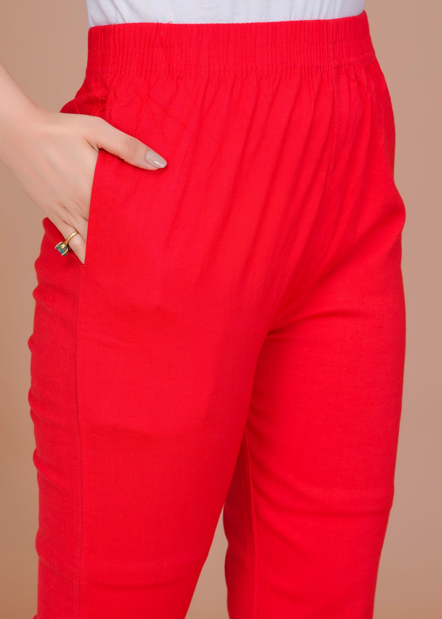 Cotton Lycra Red Pant