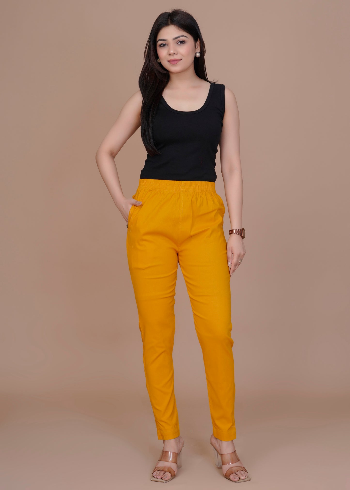 Cotton Lycra Mustard Pant
