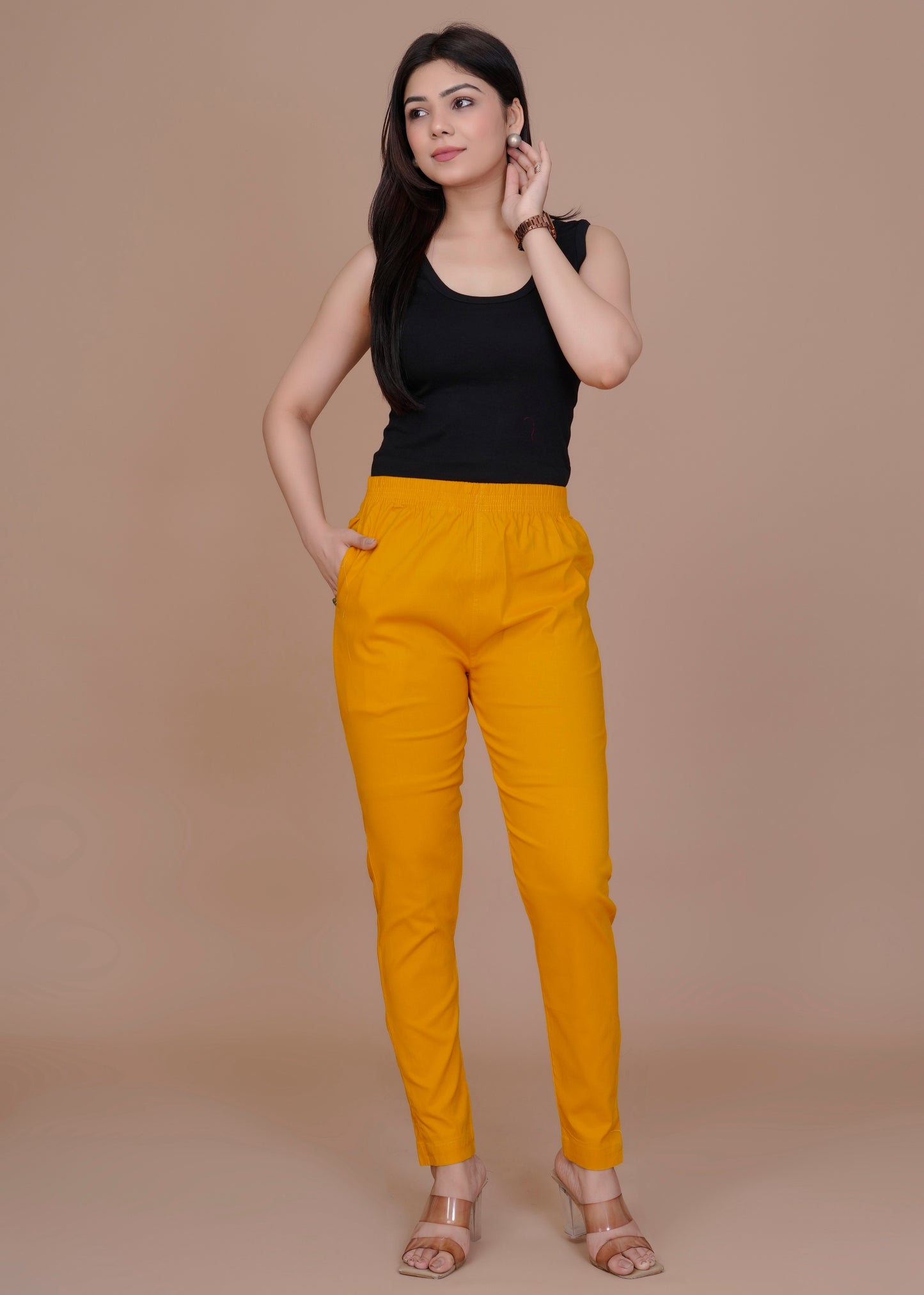 Cotton Lycra Mustard Pant