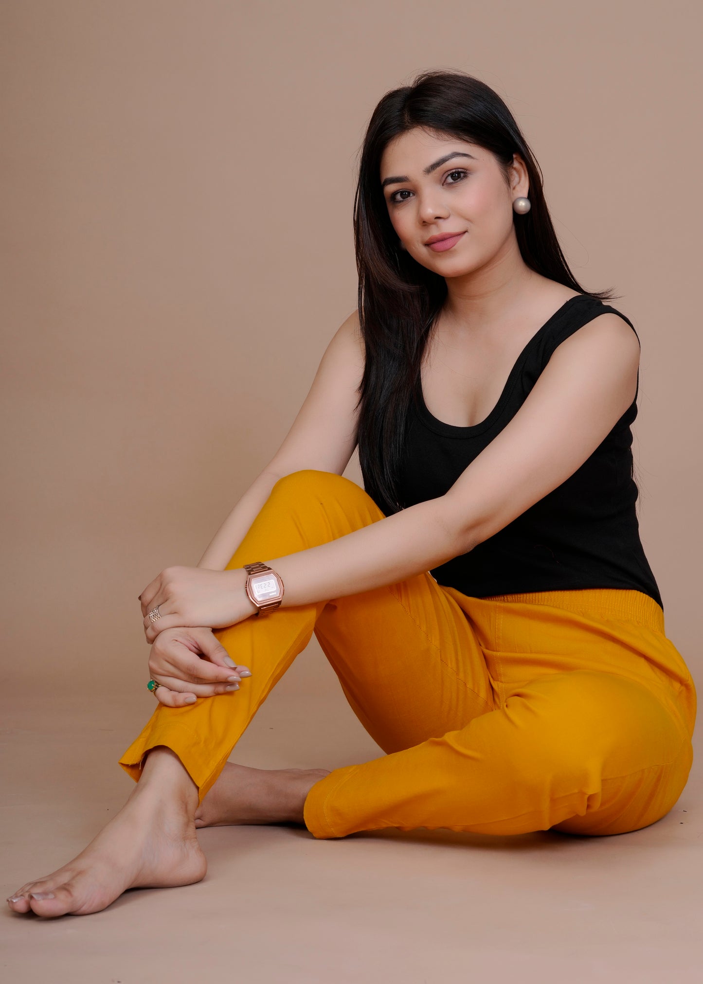 Cotton Lycra Mustard Pant