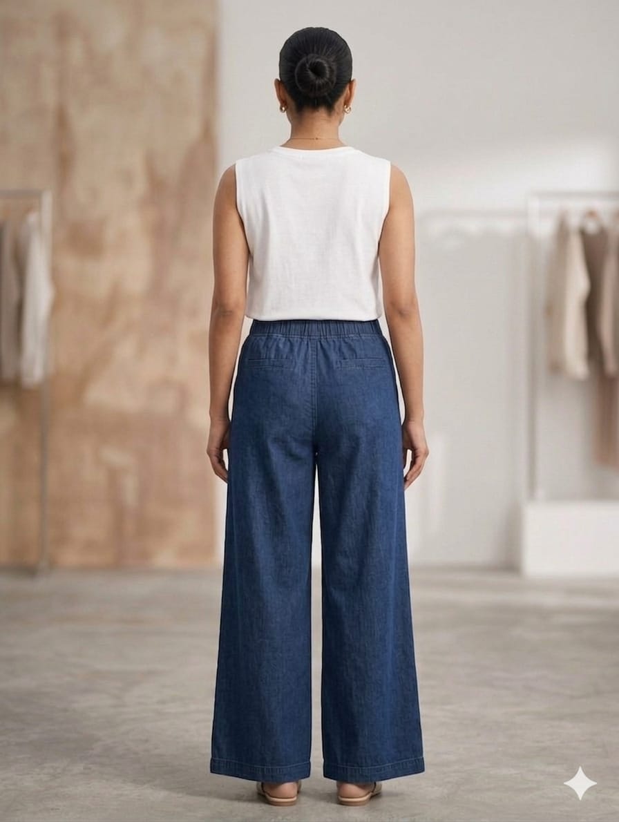 Deep Blue Denim Plazzo Pant