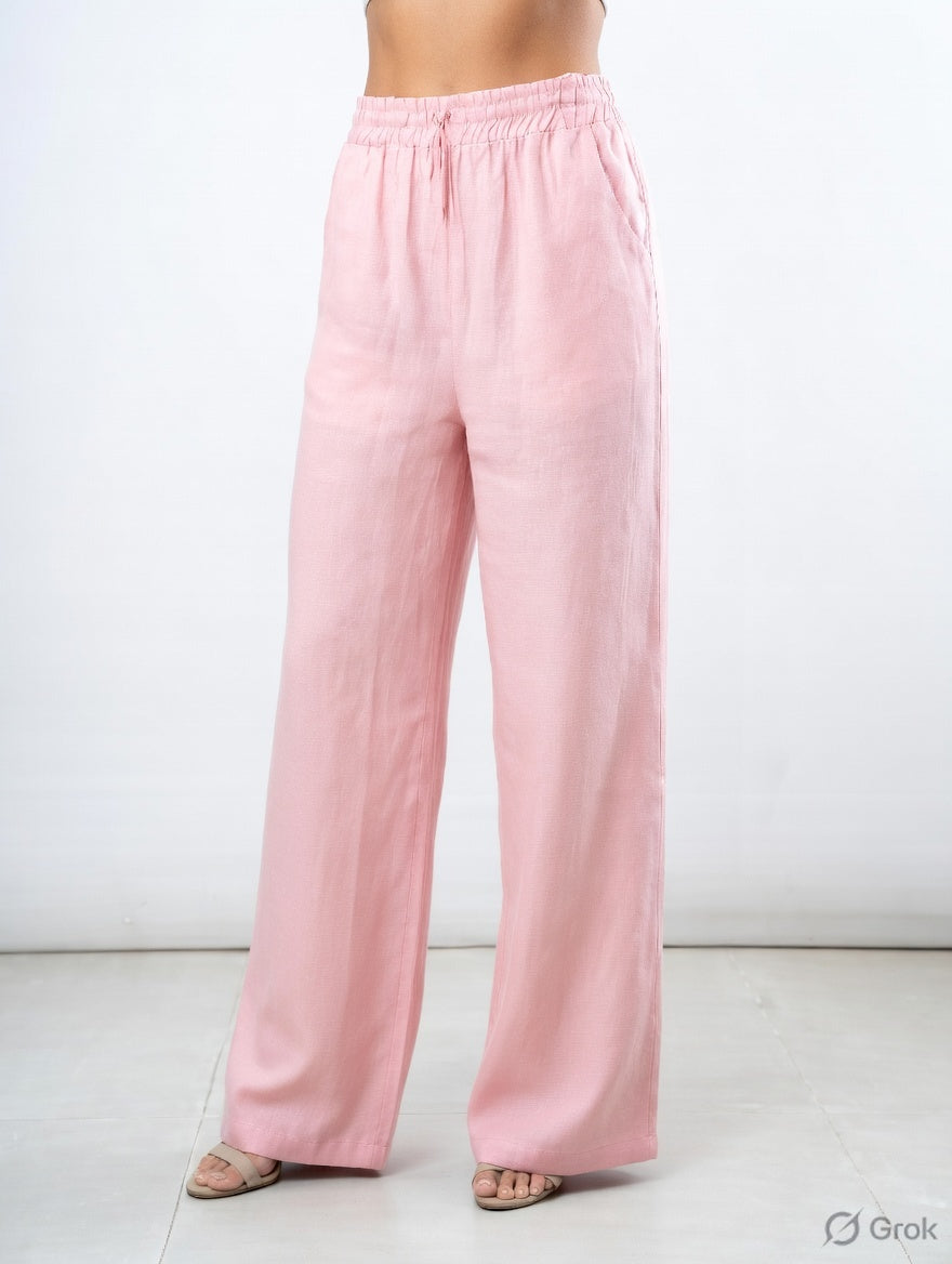 Baby Pink Cotton Wide Leg Pant