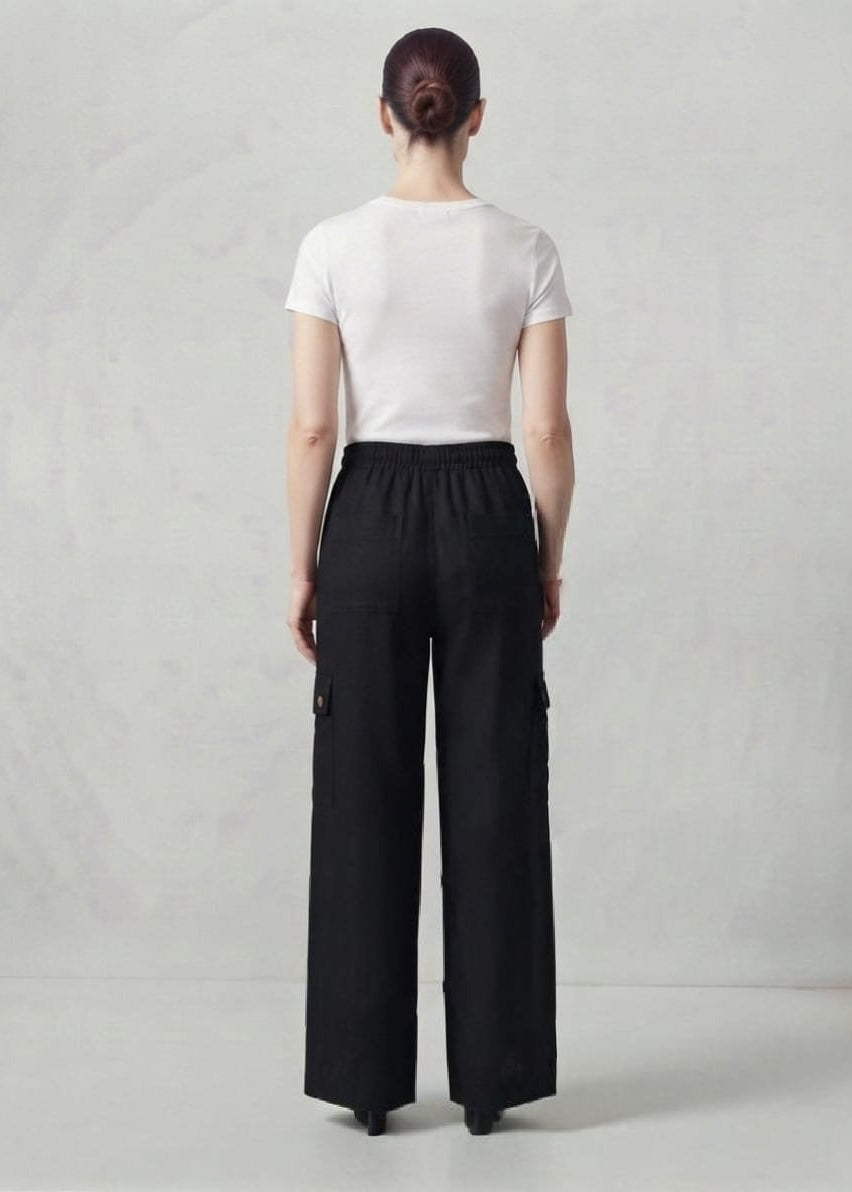 Black Cotton Cargo Pant