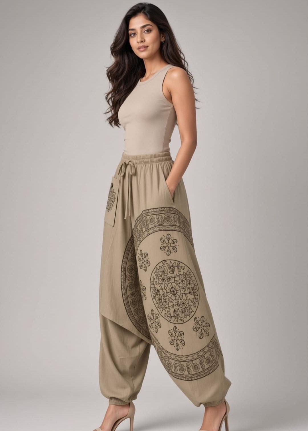 Cotton Mocha Brown Harem Pant
