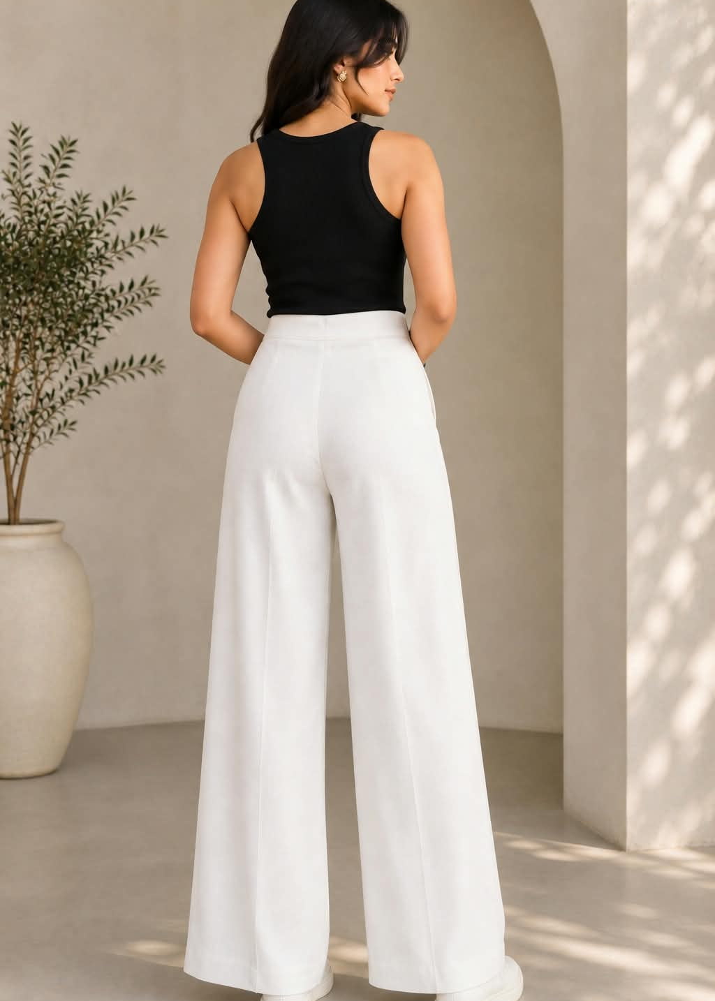 White Pleat pant
