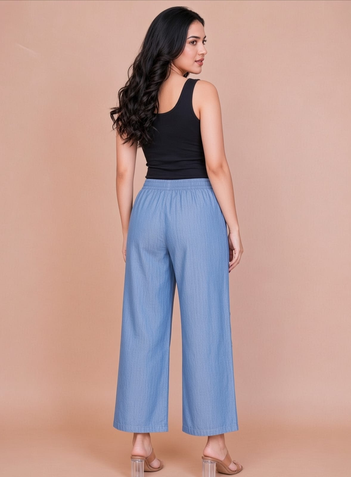Side Button Ice Blue Pant