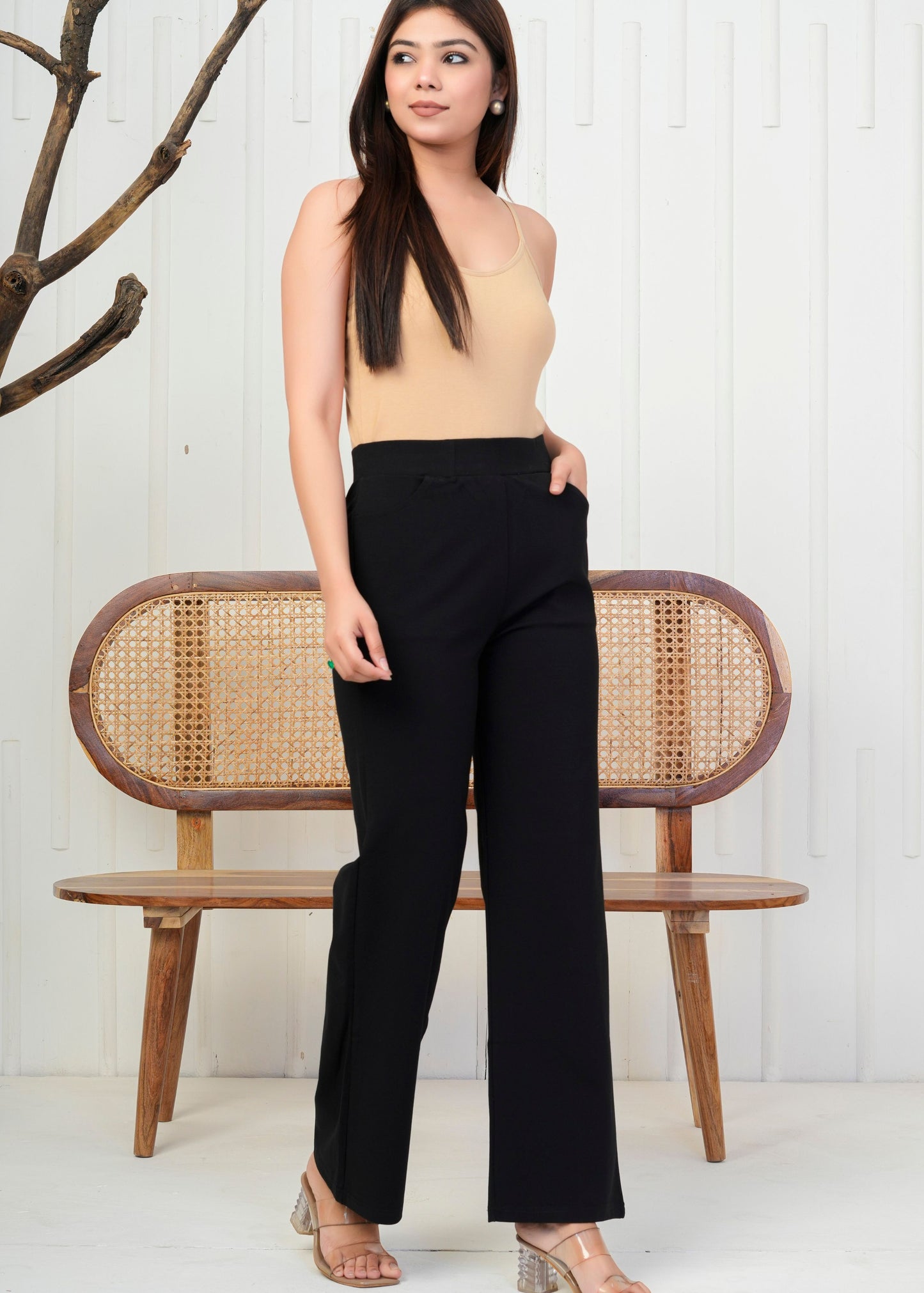 Classic Black High-Waist Straight Pant