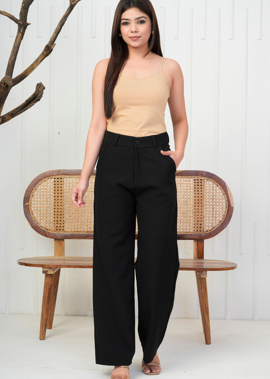 Elegant Black Straight Pant