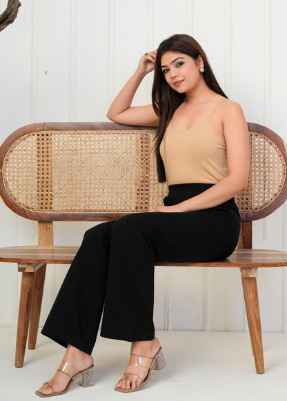 Classic Black High-Waist Straight Pant