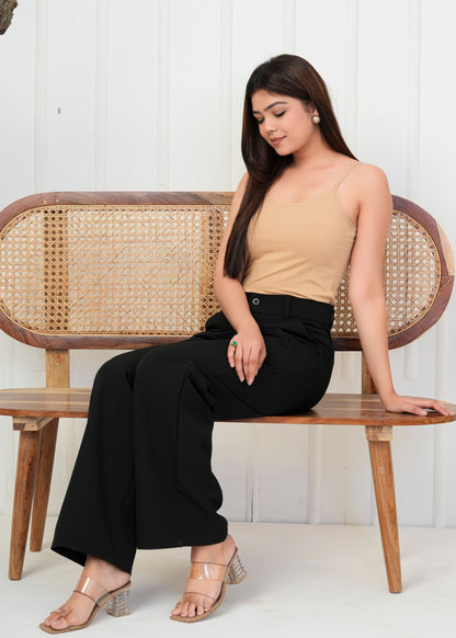 Elegant Black Straight Pant