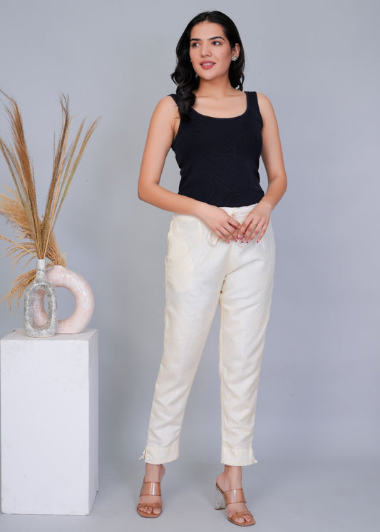 White Bangalori Silk Pant