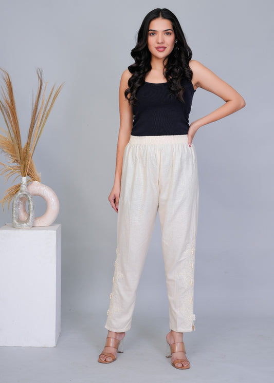 Kashmiri Embroidery Off-White Pant