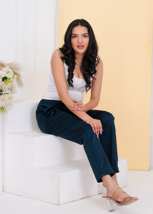 Satin Silk Teal Blue Pant