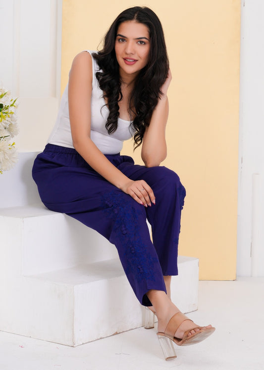 Kashmiri Embroidery Navy Blue Pant