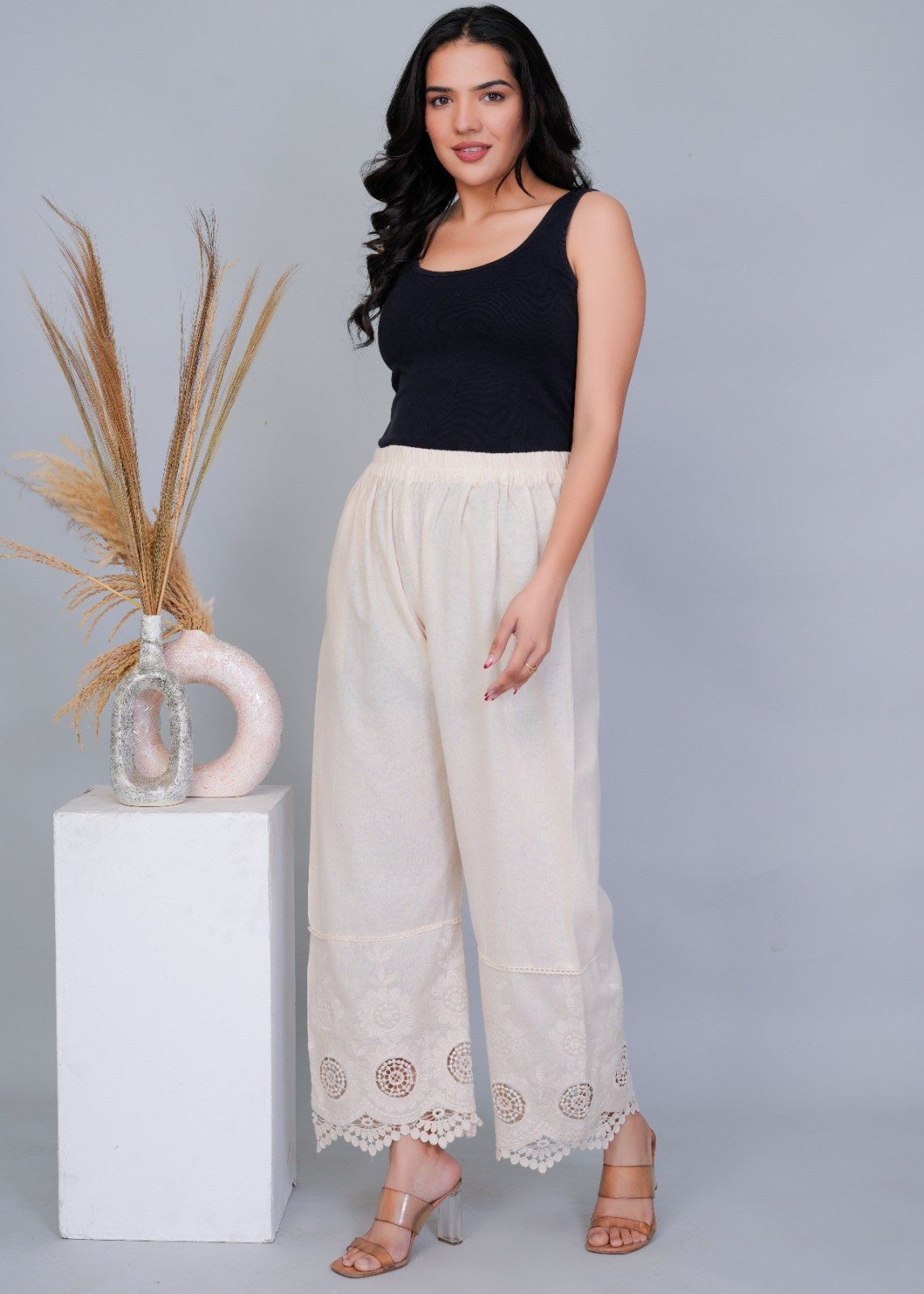 Weave Cutwork Khadi Plazo