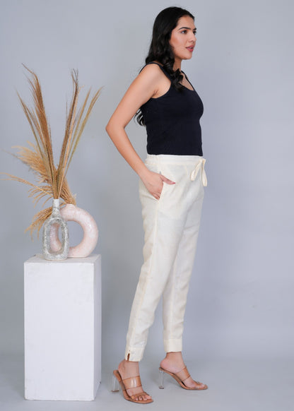 White Bangalori Silk Pant