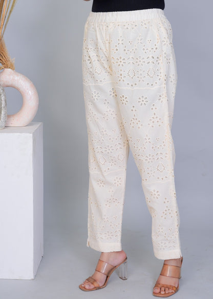 Beige Chikan Pant