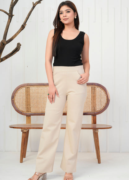 Soft Beige Comfort Formal Pant