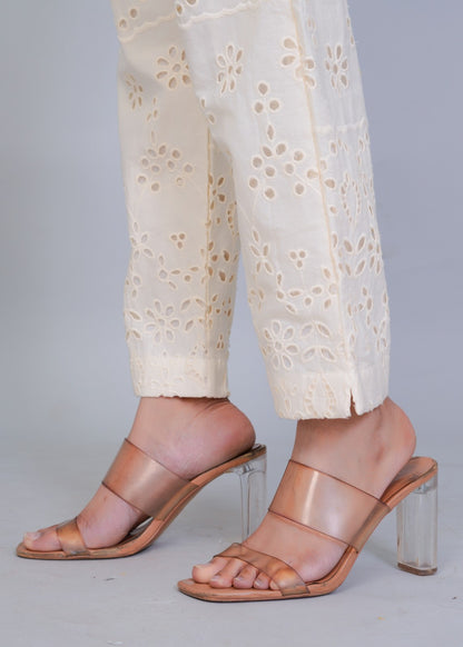 Beige Chikan Pant