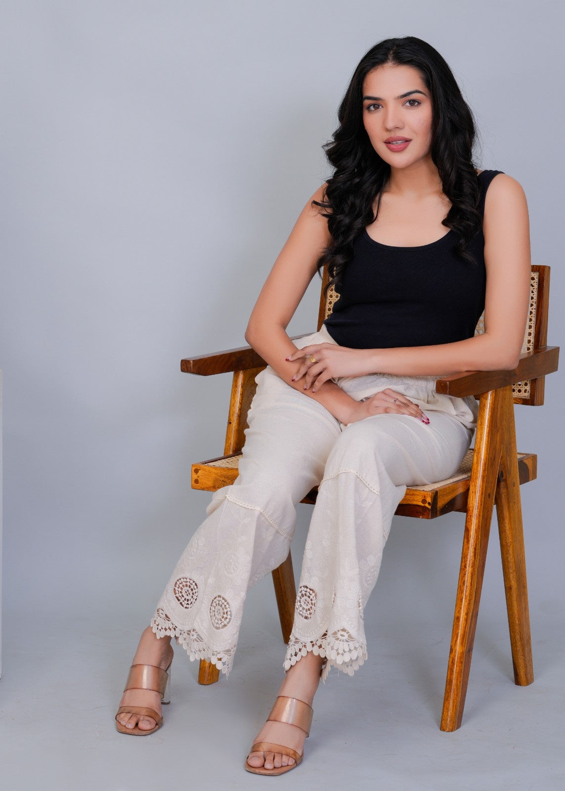 Weave Cutwork Khadi Plazo