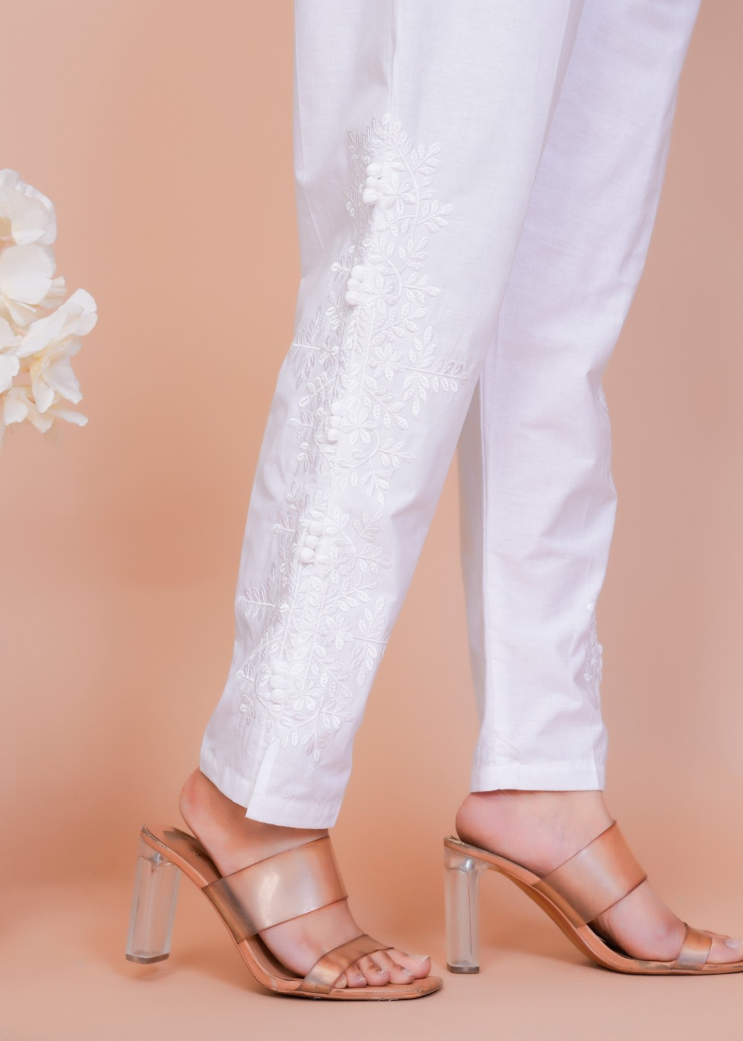 Kashmiri Embroidery White Pant