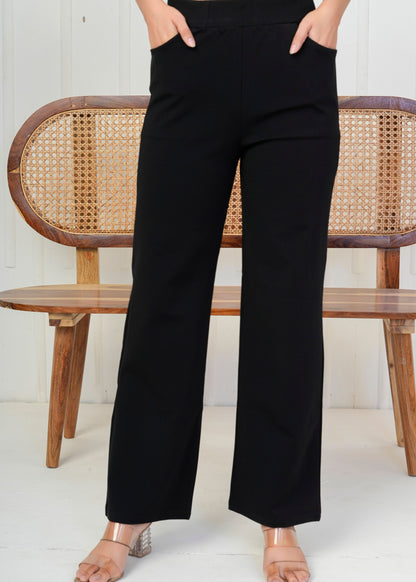 Classic Black High-Waist Straight Pant