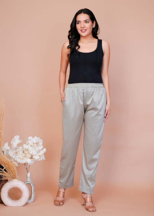 Satin Silk Silver Pant