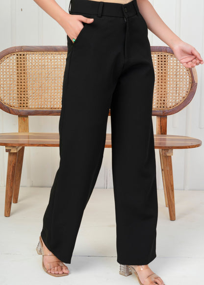 Elegant Black Straight Pant