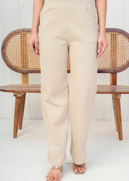 Soft Beige Comfort Formal Pant