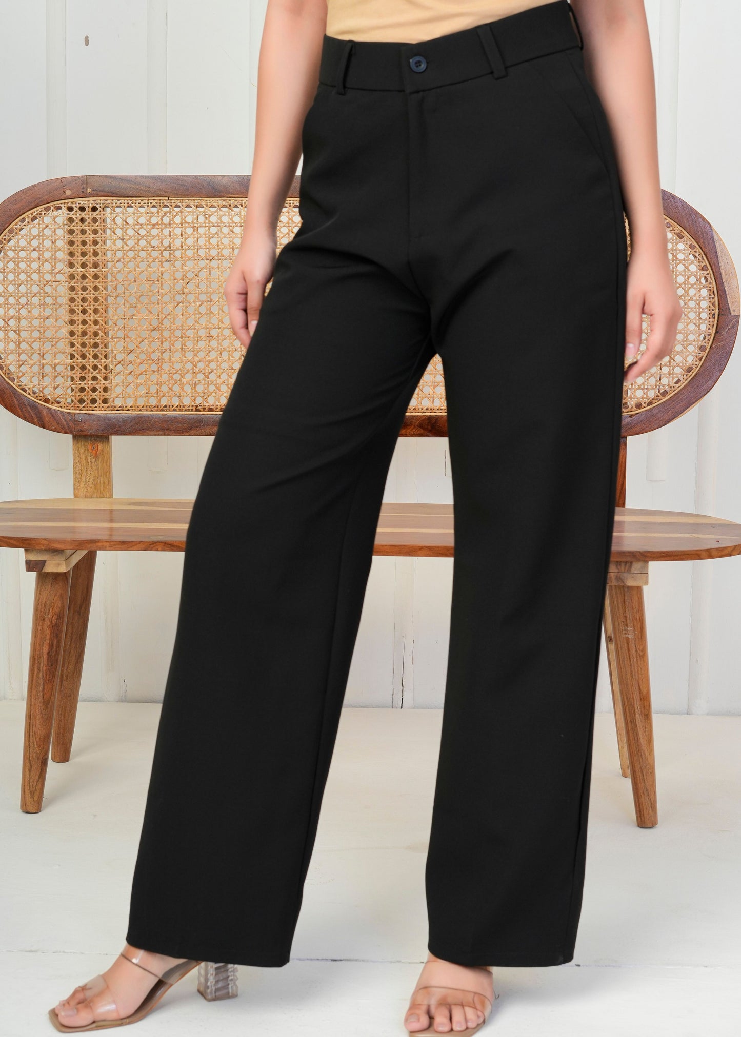 Elegant Black Straight Pant