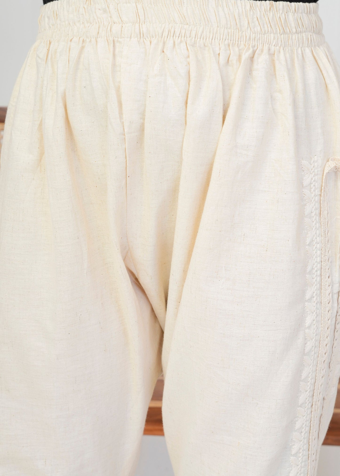 Elegant Cream Embroidered Pant