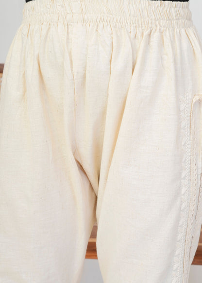 Elegant Cream Embroidered Pant