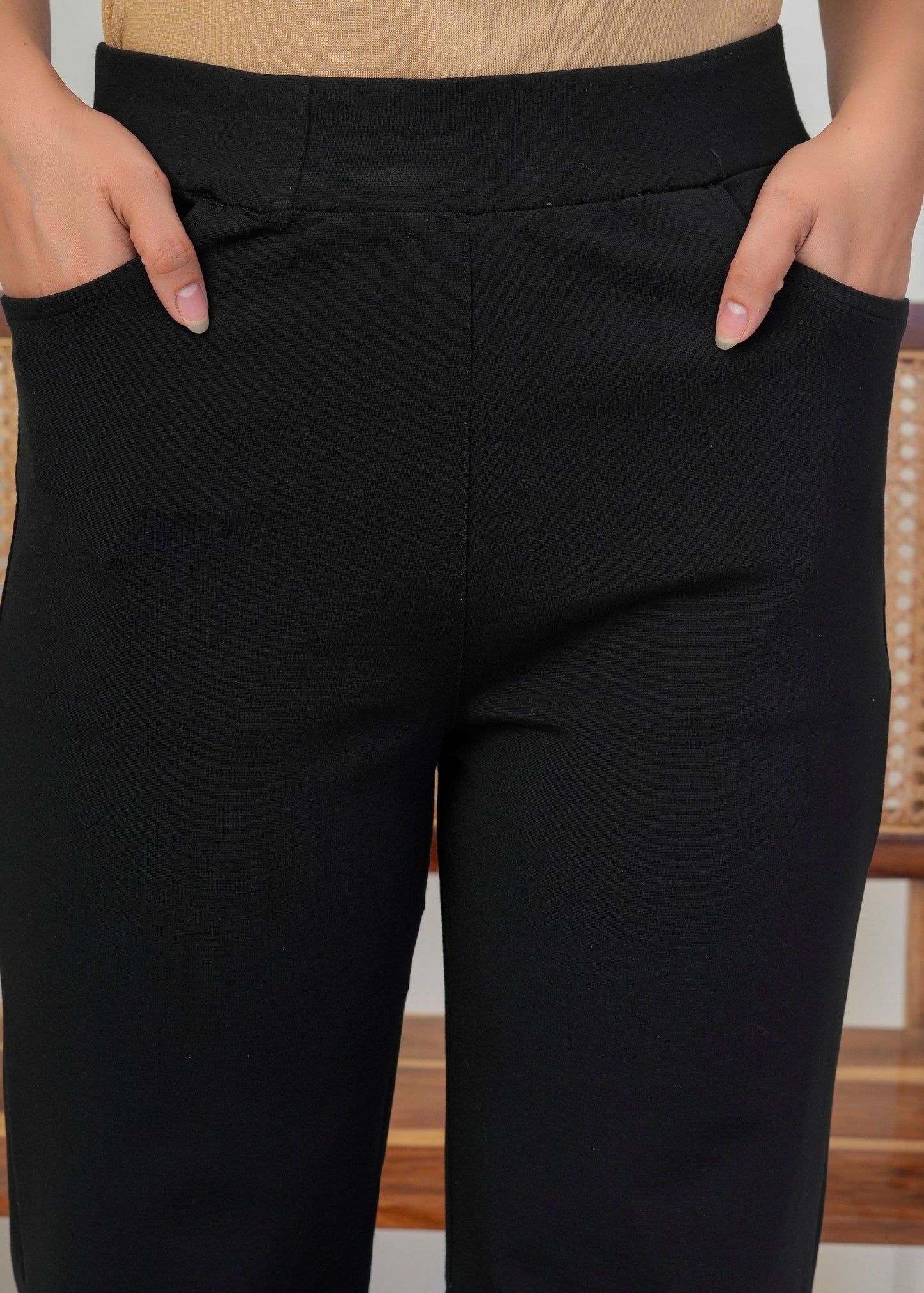 Classic Black High-Waist Straight Pant