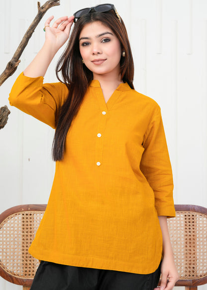 Classic Mustard Linen Kurti