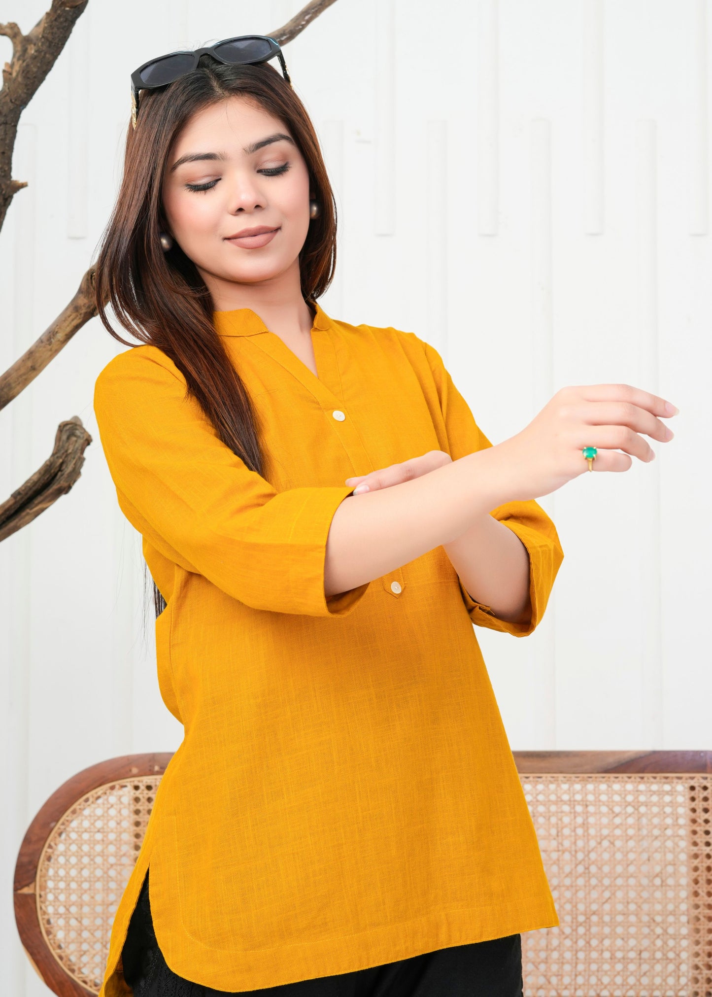 Classic Mustard Linen Kurti
