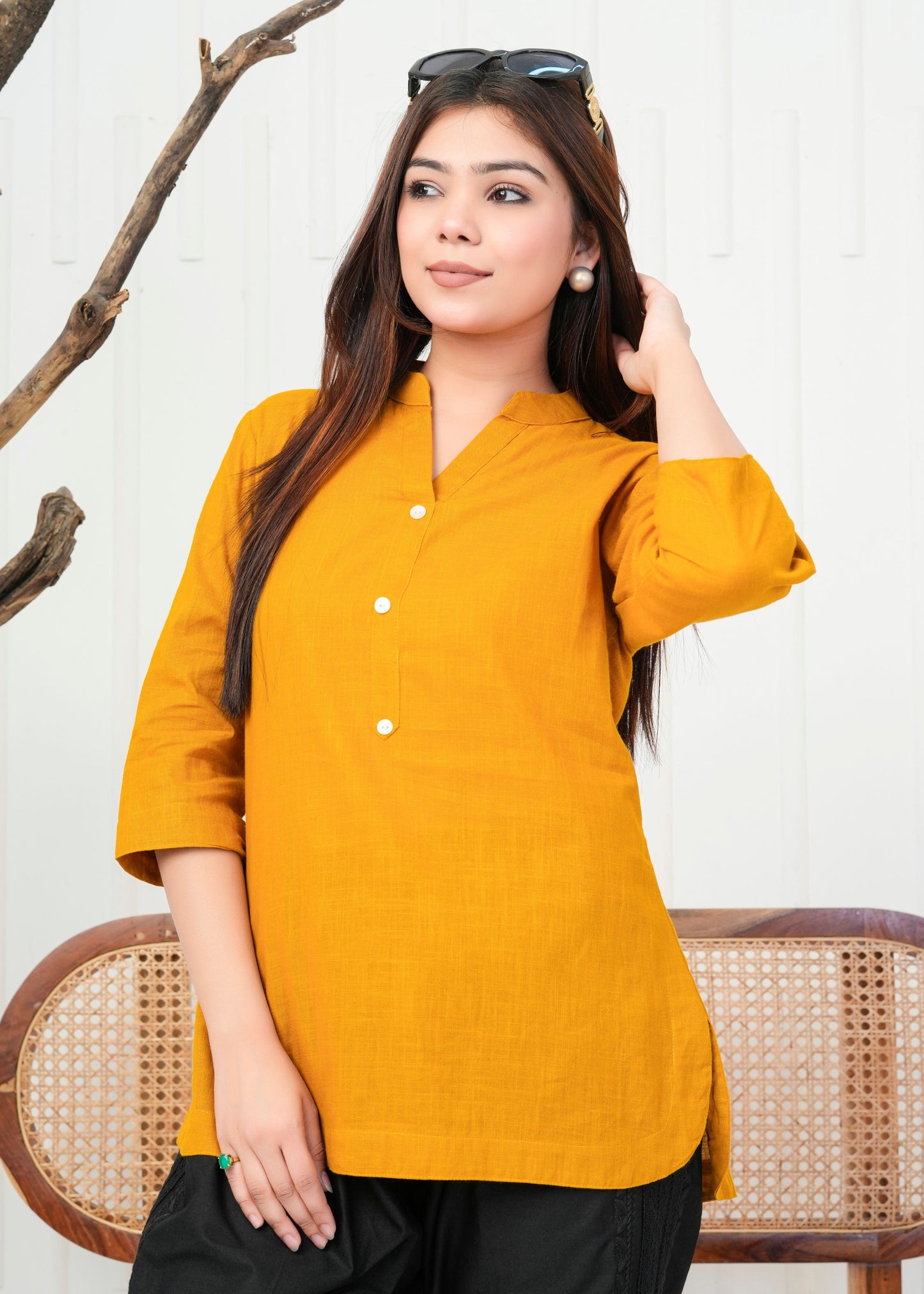 Classic Mustard Linen Kurti