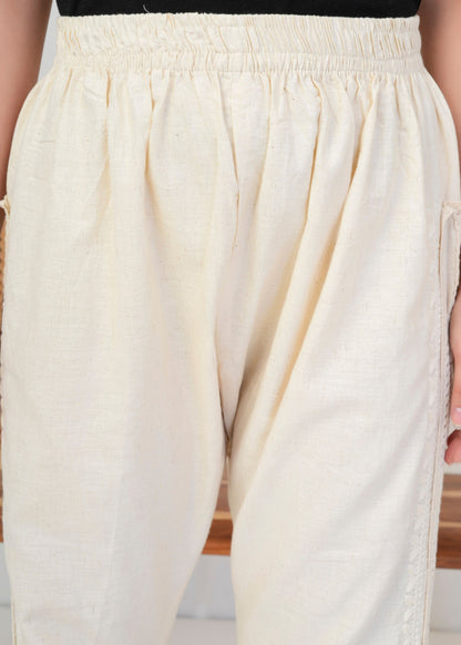 Elegant Cream Embroidered Pant