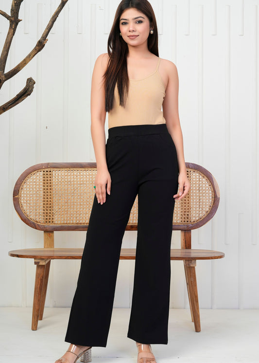 Classic Black High-Waist Straight Pant