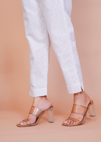 White Chikan Pant