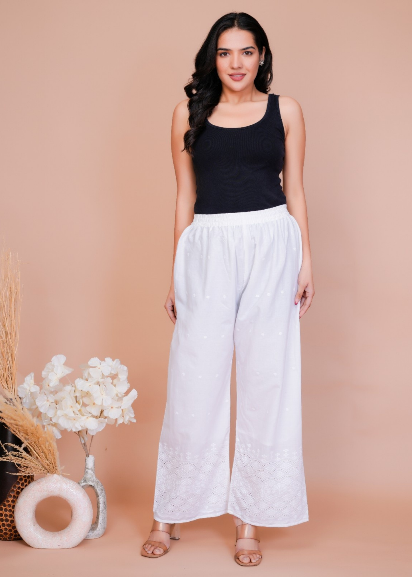 Floral Whisper Half Chikankari Plazo
