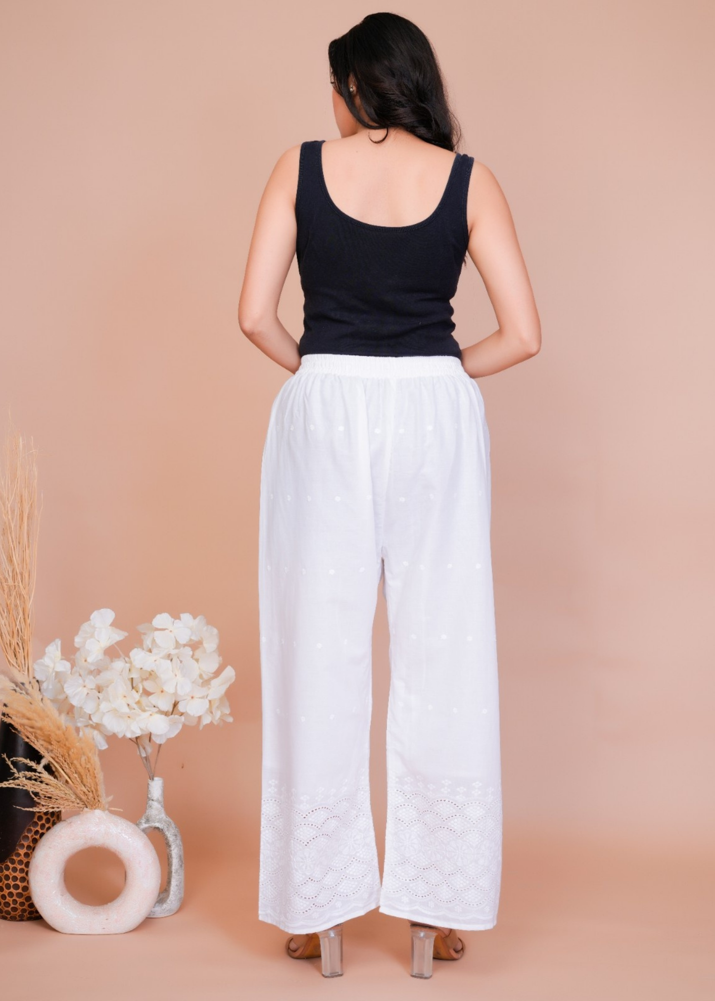 Floral Whisper Half Chikankari Plazo