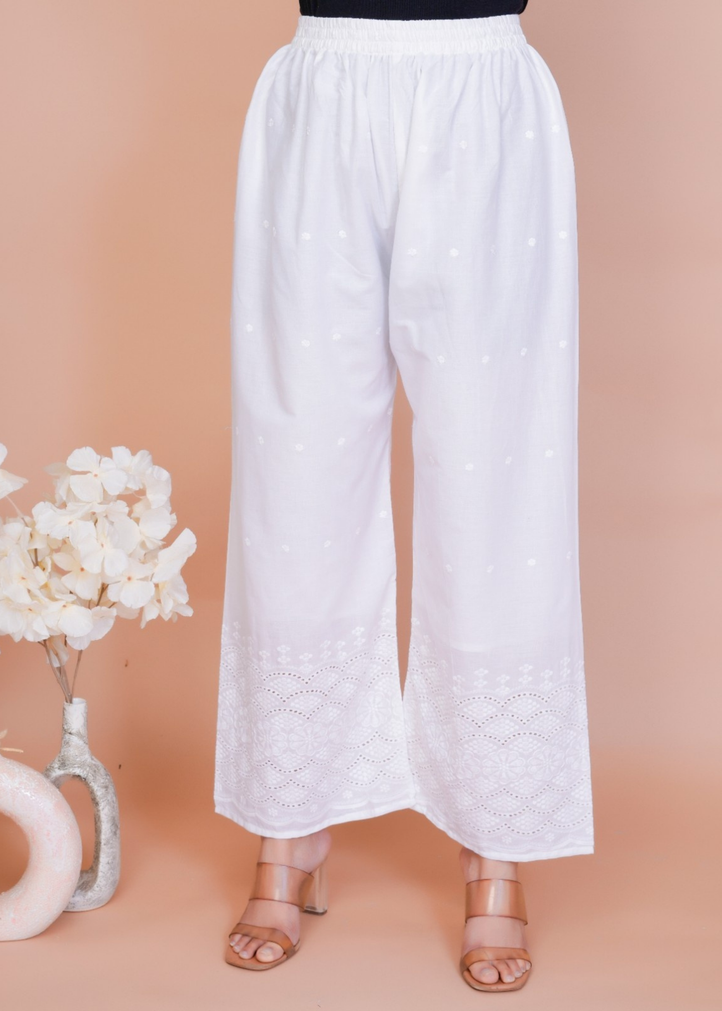Floral Whisper Half Chikankari Plazo